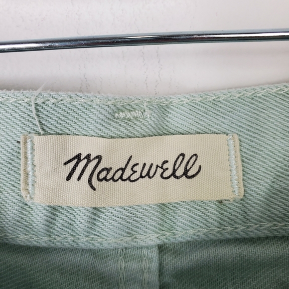Madewell The Mom Jean Short Womens Size 26 High Rise Raw Hem Mint Green Colorful - Picture 2 of 6